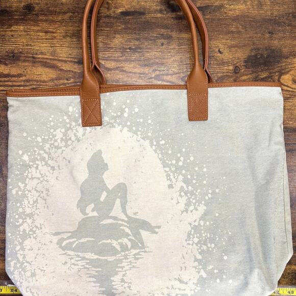 Disney x Loungefly Heart Logo Little Mermaid Ariel Bleached Canvas Denim Tote - Picture 14 of 14